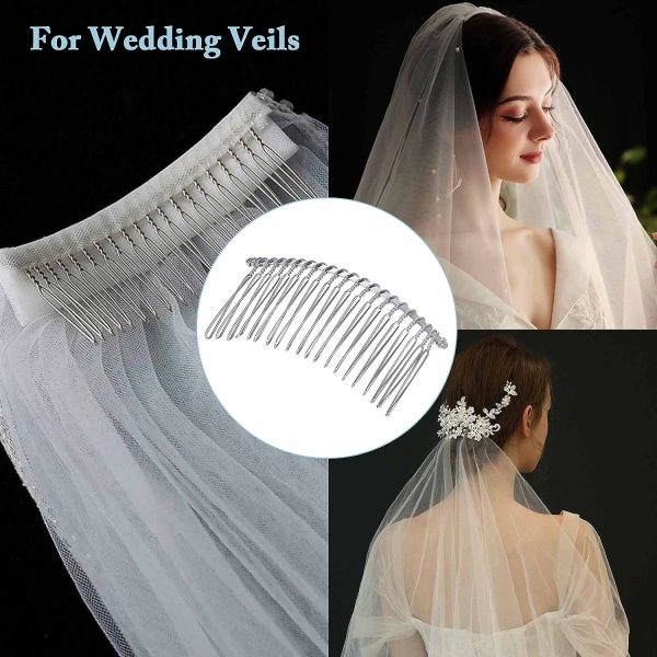 12 kpl Chignon Comb Veil Comb Metal Wedding Hair Comb Hiusnuttura (3 väriä, 4 kokoa)