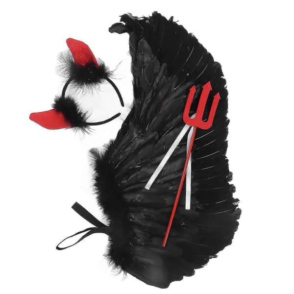 3-pack ängla- och djävulsvingerset för vuxna Halloween-cosplayrollspel black devil 30*15in