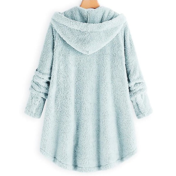 Naisten takki Fashion Button Pörröinen villahupullinen takki Löysä Talvi Lämpö Plus Koko Light blue 4XL
