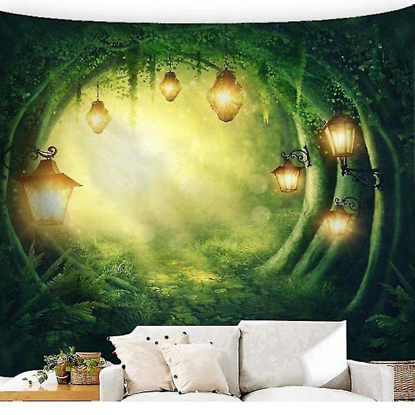 Fantasy Fairy Tale Mystisk Cave Print Vægophængning Tapestry Home Decor B 200x150cm