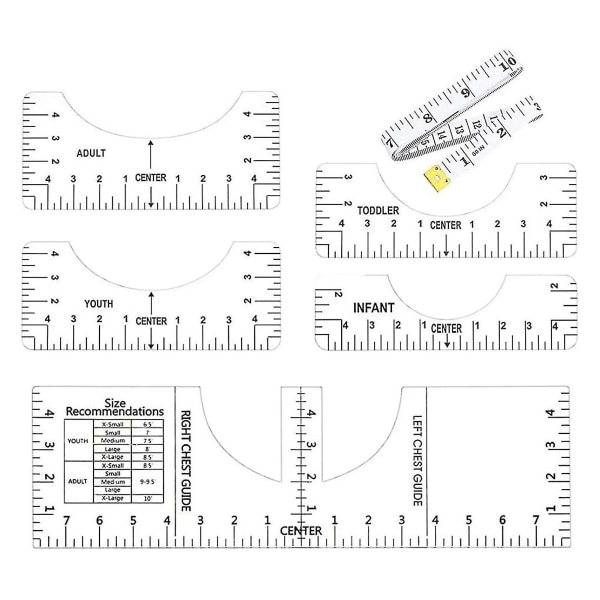 1 Set Alignment Ruler Convenient Accurate Pvc T-shirt Multiscale Guide Ruler For Tailor C