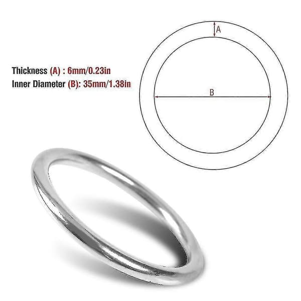 304 Rustfritt Stål Båt Marine Sveiset Ring O Rund Ring Polert Sirkel inner diameter 35mm Wire diameter 6mm
