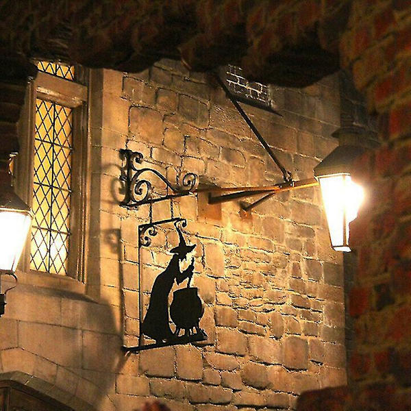 Metalliseinä taide Riippuva Witch Silhouette Decor Ontto Ornamentti Musta
