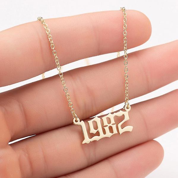 1980-2019 Birth Year Number Charm Pendant Stainless Steel Chain Necklace Jewelry Silver 1999