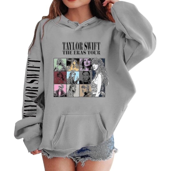 Luvtröjor för flickor 1989 Casual Taylor-tröja Barn Pojkar Swifts Pullover Konsertdräkt med huva för 4-14 år 01 gray 8 to 9 Years
