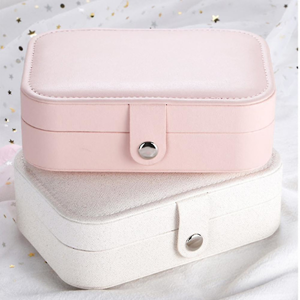 Smyckeskrin Organizer, case för resesmycken i läder (rosa)