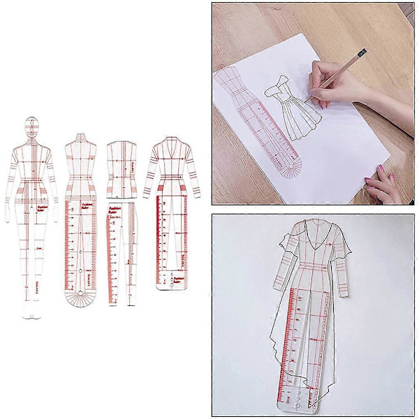 【BQ】4 stk/sæt Premium Mode Illustration Linealer Plast Syning Patchwork Linealer