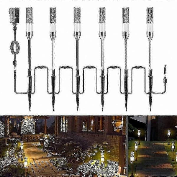 【BQ】Lavspente LED-hagelys, 12V 6-i-1 Vanntett Krystallboble Akryl Støpt Spyd Landskapsbelysning