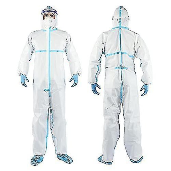 Disposable Protective Coverall Hazmat Suit, Heavy Duty Painters Coveralls Hazardous Material Suits White blue-SMS material XXL