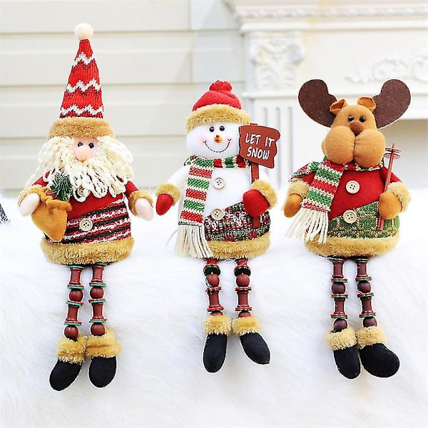 Jul Sidder Julemanden Snemand Rensdyr Ornament Lange Ben Bord Decor