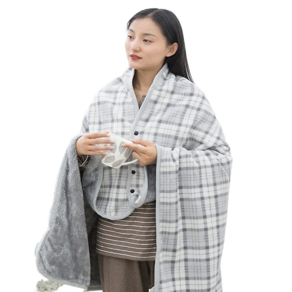 Dobbelt-lags Lazy Shawl Tæppe Fugtabsorption Opvarmning Varmt Tæppe Kontor Hjem Fritid Multi-purpose Nap Enkelt tæppe light grey 100x140cm