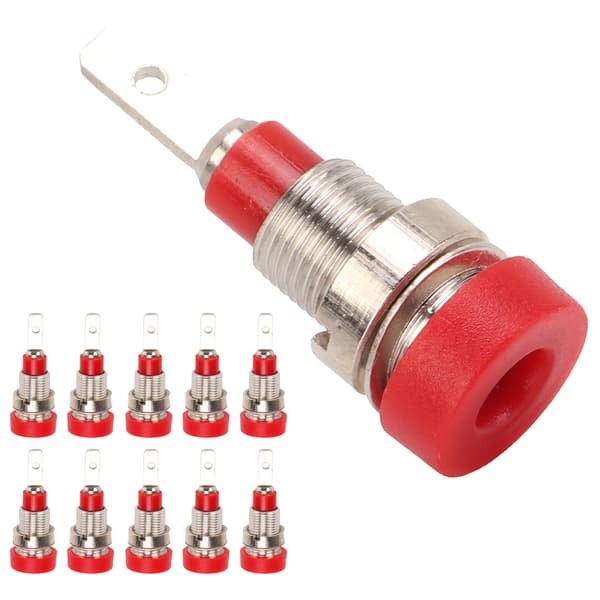 10 stk. Banan Socket Messing 2mm Panel Socket Koblingsterminaler for Elektronisk Industrielt Utstyr Rød