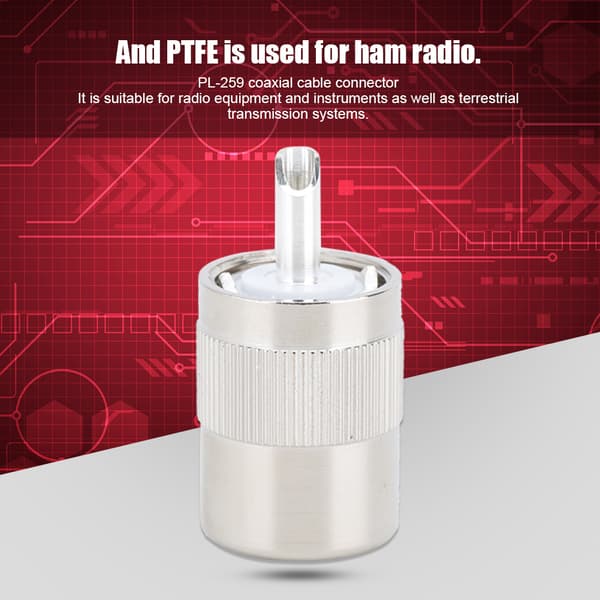 UHF PL-259 han-kontakt til 50 Ohm koaksialkabel (5 stk)