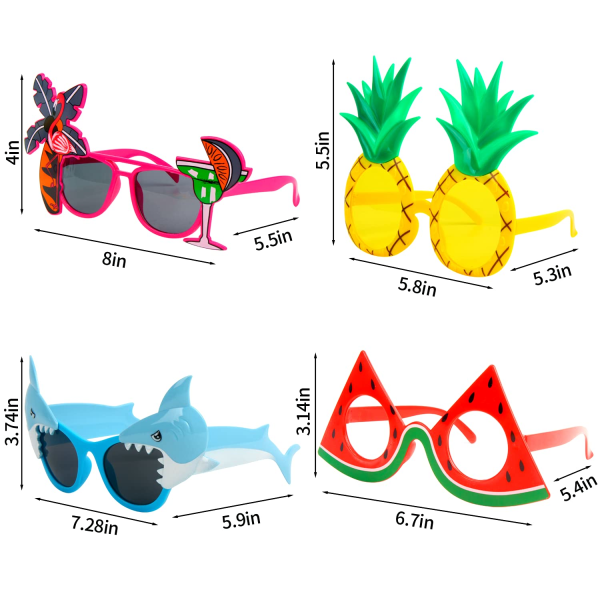 Roliga glasögon Novelty Party Solglasögon 6-pack tropiska solglasögon tillbehör