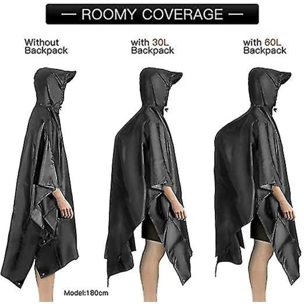 Tre-i-ett multifunktionell regnkappa utomhus ryggsäck Poncho