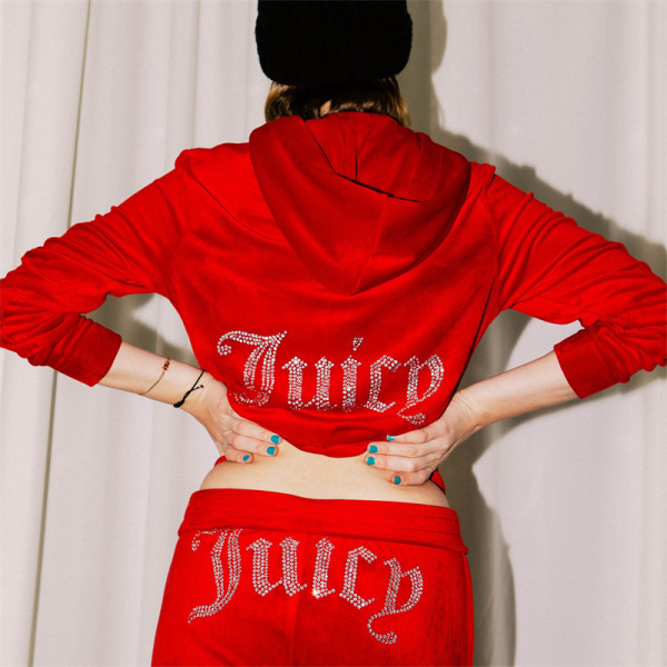 ny stil Sammet Juicy Couture Set för kvinnor Red S