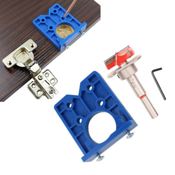 Dold Hinge Jig Kit 35mm ABS med exakt legering Hinge Borrningshål Router Jig för möbler