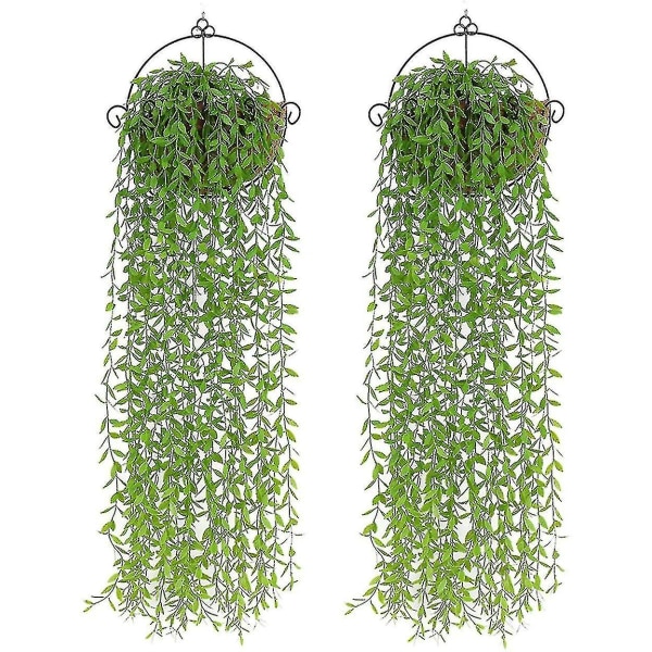 2pcs Artificial Hanging Vines Plants Plastic Simulation Leaf Home Hanging Balcony Green Plant Fake Plants Green Red