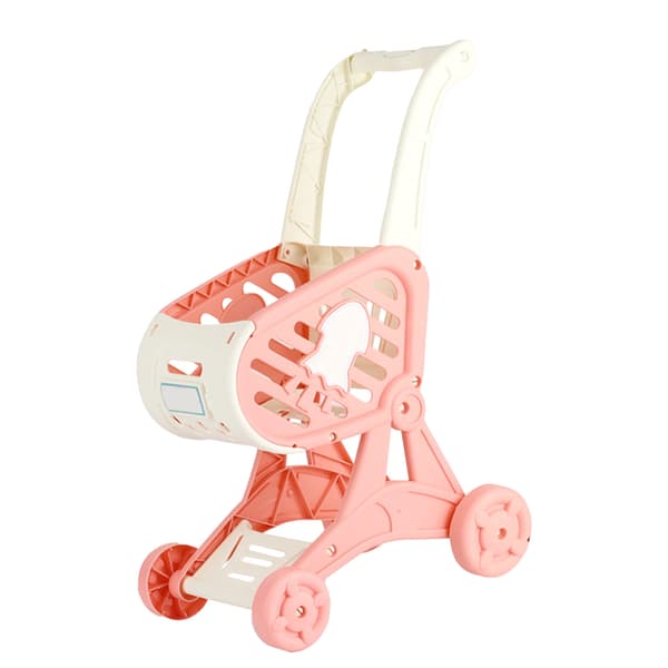 Lekehandlevogn for barn, supermarkedvogn for barn, simulering av handlelek, rosa