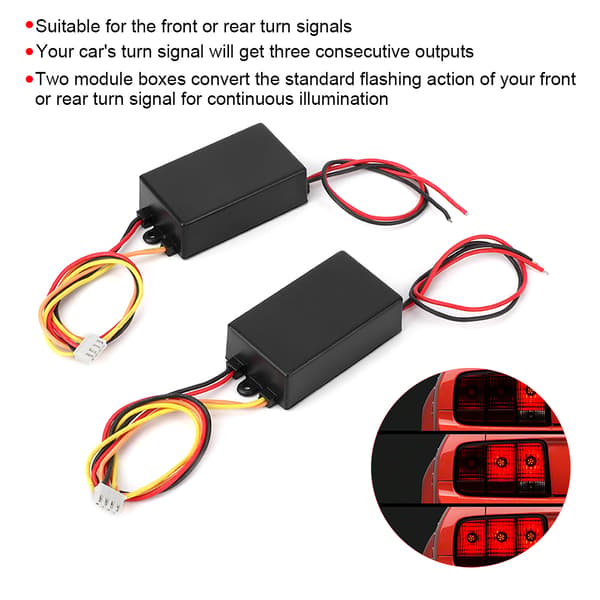 3-trinns sekvensiell dynamisk blits baklyskontrollmodul universell DC 12V