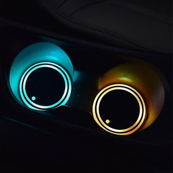 Bil Led Cup Anti-slip matta Ljusande matta Automotive Interior USB Colorful Light