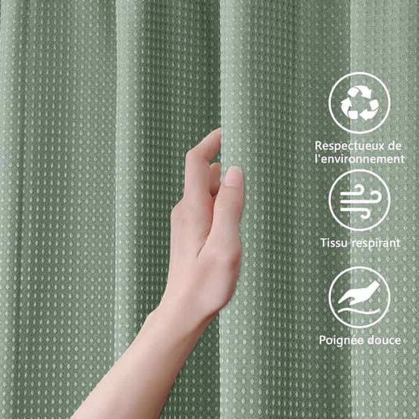 Vanntett Dusjforheng 180x180cm Polyesterstoff - med 12 Kroker - Blå