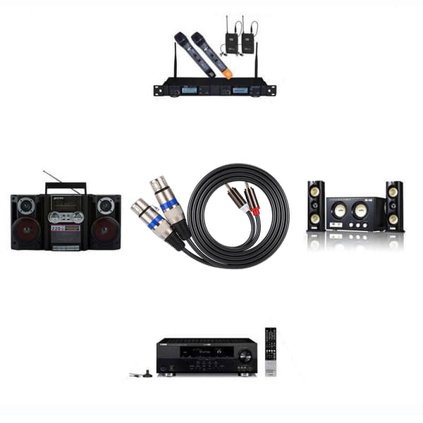 Dual for RCA han til Dual XLR hun lydadapterkabel Patch Cord Dobbelt række PVC-ledning