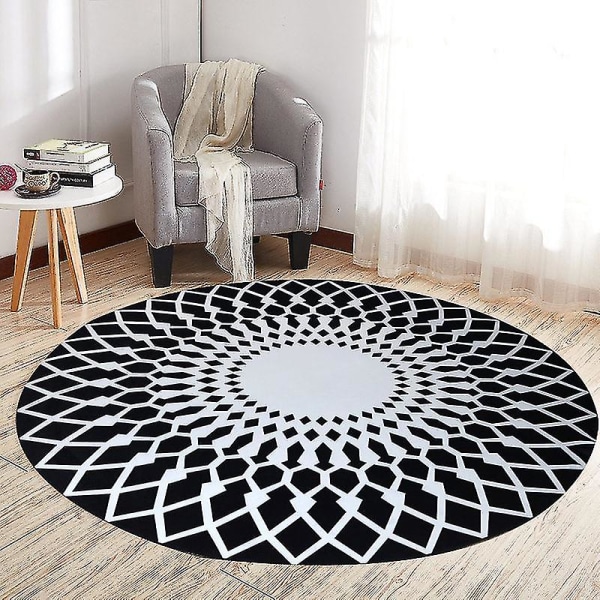 Rundt område Teppe Geometrisk Mønster Teppe Nordisk Stil Sklisikker matte For Stue Soverom 120CM JRD8011