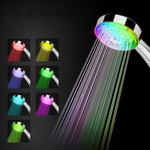 Brusehoved, Universal badeværelsesbruser håndbruser, 7 LED-farver automatisk farveskift, højtryk