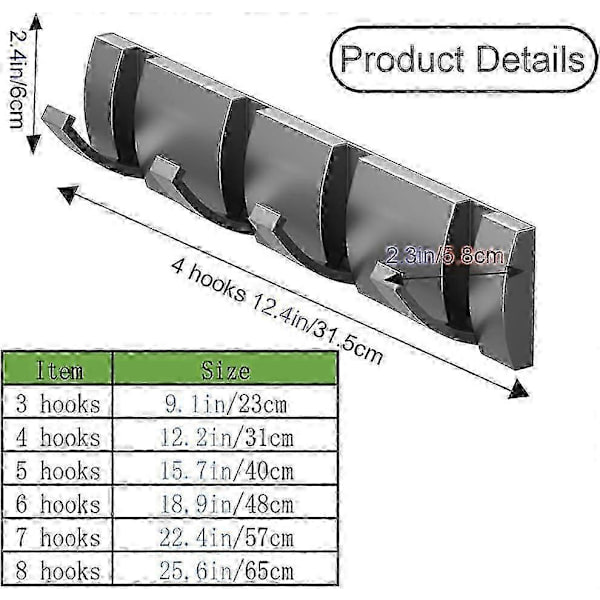 【BQ】Wall Mounted Coat Rack with Foldable Aluminum Hooks, Space-Saving Design, White, 3 Hooks