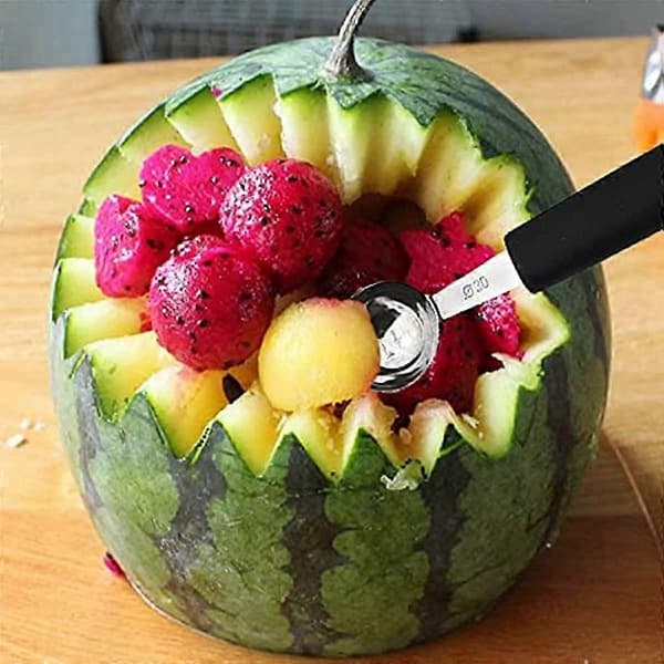 7 stk. Melon Baller Scoop Sæt i rustfrit stål til udskæring og udhuling af frugt, meloner, kage