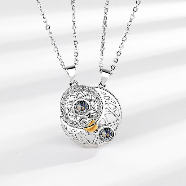 Sun Moon Star Couple kaulakoru Pariskunta kaulakoru riipus projektio kaulakoru