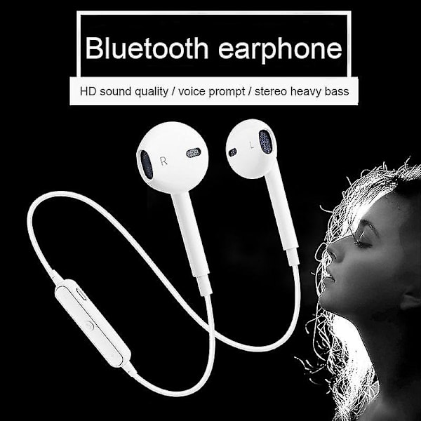 Sport Trådlöst Bluetooth headset för Android Ios Mobiltelefon Bil Trådlöst Bluetooth -hörlurar Ears white