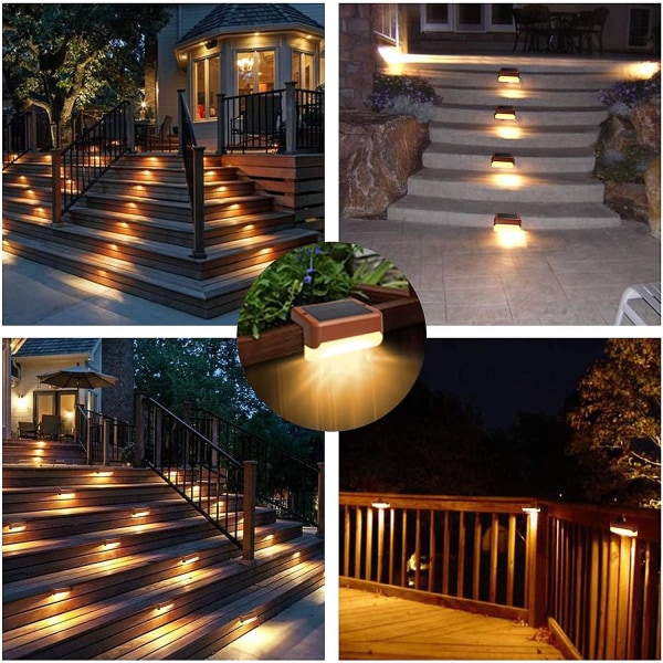 Led Solar Stair Light Gjerde Light Vanntett Passer for Utendørs Stair Guardrail6 stk