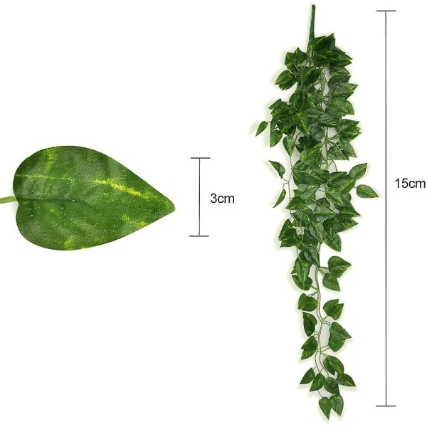 3stk kunstig plante hengende vinranke falske blader krans Scindapsus vintreet