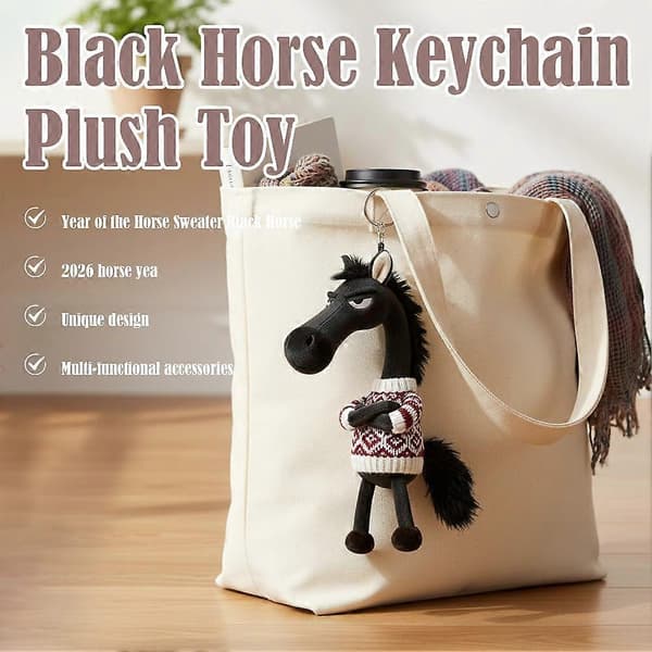 【BQ】Hjerte Sort Plys Hest Nøglering, Sød Plys Legetøj Taske Charm Gave pattern