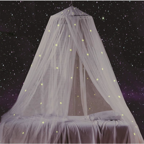 Vit sänghimmel för barn bomull rund kupol hängande för flickor Lek