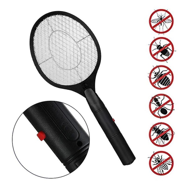 Electric Mosquito Racket Killer Electric Fly Swatter Fryer Flies Cordless Battery Power Bug Zapper Insects Racket Kills Home Bug black