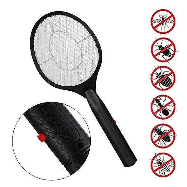 Sähköinen hyttysmailan tappaja Sähköinen kärpässylinteri rasvakeitin Lentää johdoton akku Virta Bug Zapper Hyönteiset maila tappaa kotihävikin black