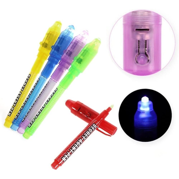 Invisible Ink Pen,spy Pen With Uv Light Magic Marker Kid Pens