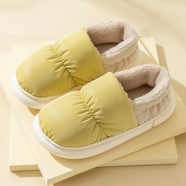 Cotton Slippers Bag Heel Can Be Worn Outside Indoor Down Cloth Pvc Warmth Yellow 40-41