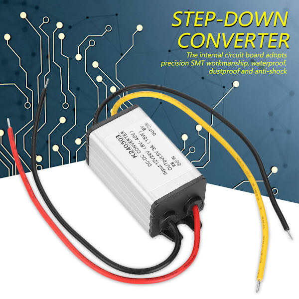 DC-DC 12V/24V til 5V 3A Buck Converter Step Down Strømforsyningsmodul