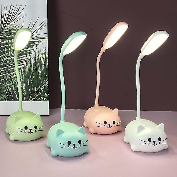 Bordslampa Tecknad Söt Pet Cat Nattlampa USB Uppladdningsbar Led Bordslampa Barn Ögonskydd Varm vit skrivbordslampa 4