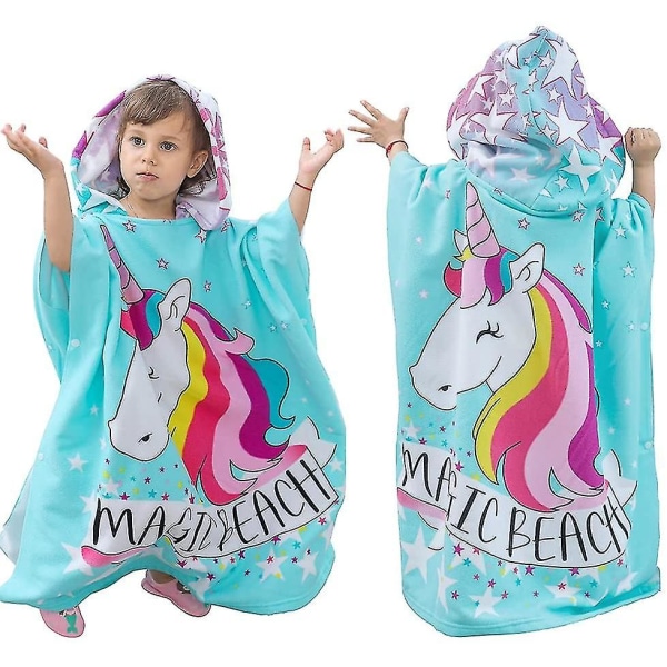 Lasten poncho-hupulliset pyyhkeet, hienokuvioiset uima-allaspyyhkeet hupulla pojille, tytöille, lapsille Horse