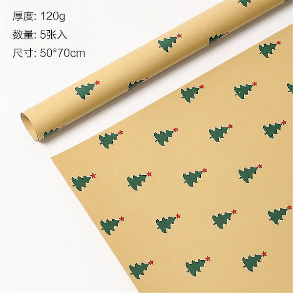 5 ark Julklappspapper Presentpapper Kraftpåsar Juldekoration A