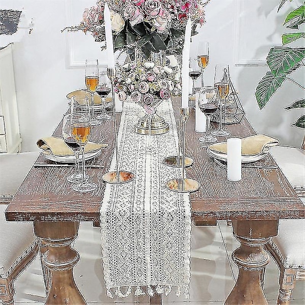Pöytäliinat 200cm Romanttinen Valkoinen Pitsi Vintage Wedding Kodinsisustus Pöytäliina Runner|pöytäliinat Valkoinen