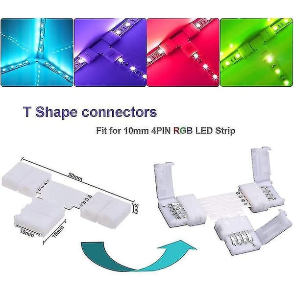 Koblingssæt til 5050 10mm 4-pin RGB, 2-vejs splitter, gør-det-selv tilbehør til RGB-forbindelse