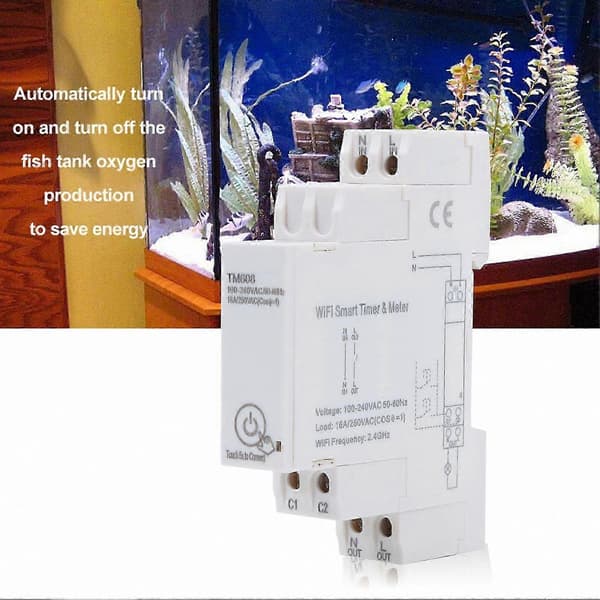 Smart timermåler 2,4 GHz WiFi enfaset energimåler 16A 100-240V