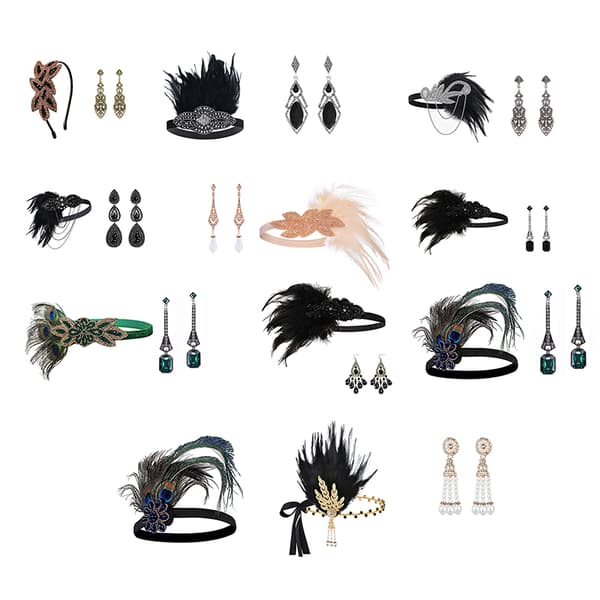 【BQ】1920'ernes Flapper Kostume Pandebånd Halskæde Handske Armbånd Gatsby M E-FF- E E Onesize