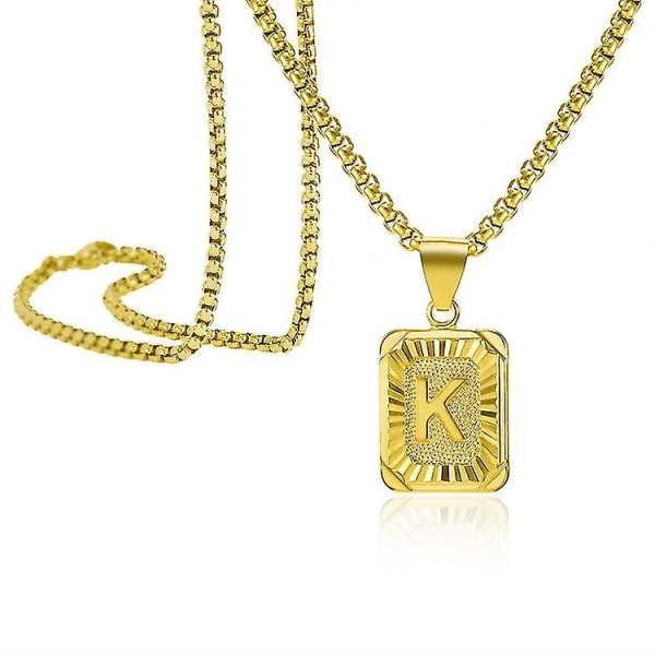 Brevhänge Halsband Solid Guld Kubansk kedja Hip Hop Smycken Punk Halsband Herrpresent K